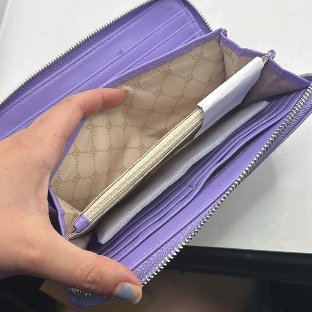 NWT Steve Madden Purple Wristlet Bzipeee Boxed Wallet Clutch Zip Around ID Card - Picture 10 of 16